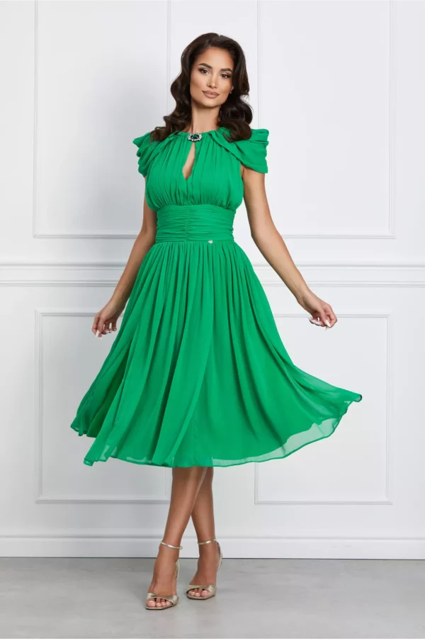 rochie dy fashion verde din voal cu accesoriu la decolteu 1198397 968573 4
