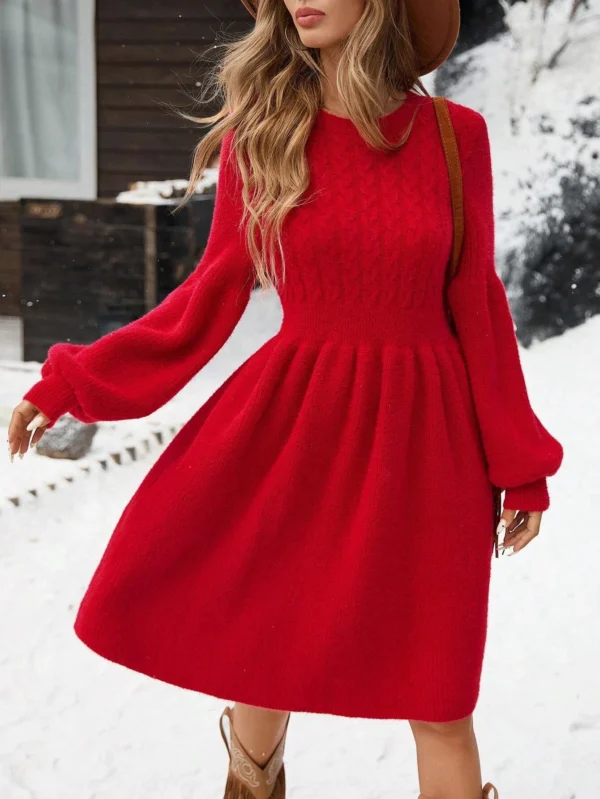 Rochie Abiola din tricot cu mode... - imagine 2