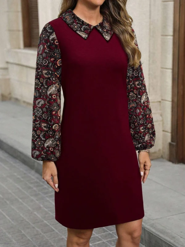 Rochie Aldena, bordo cu guler si... - imagine 6