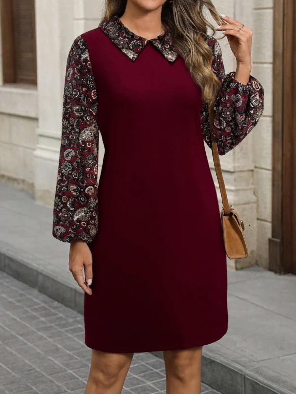 Rochie Aldena, bordo cu guler si... - imagine 2