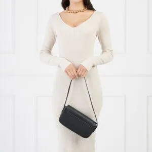 Rochie Izabela ivory din tricot cu decolteu in V