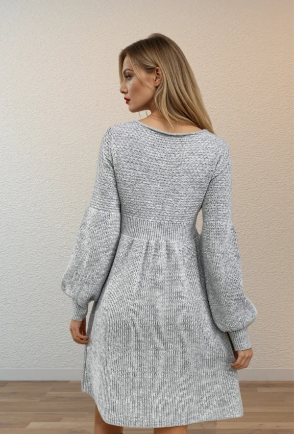 Rochie Nada Gri, tricotata cu cr... - imagine 3