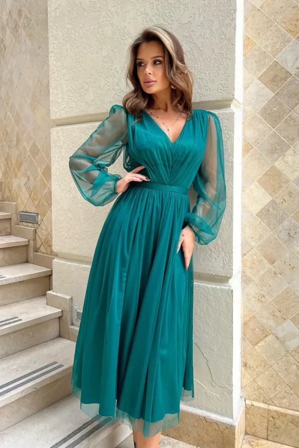 Rochie Paolina Green, eleganta d... - imagine 2