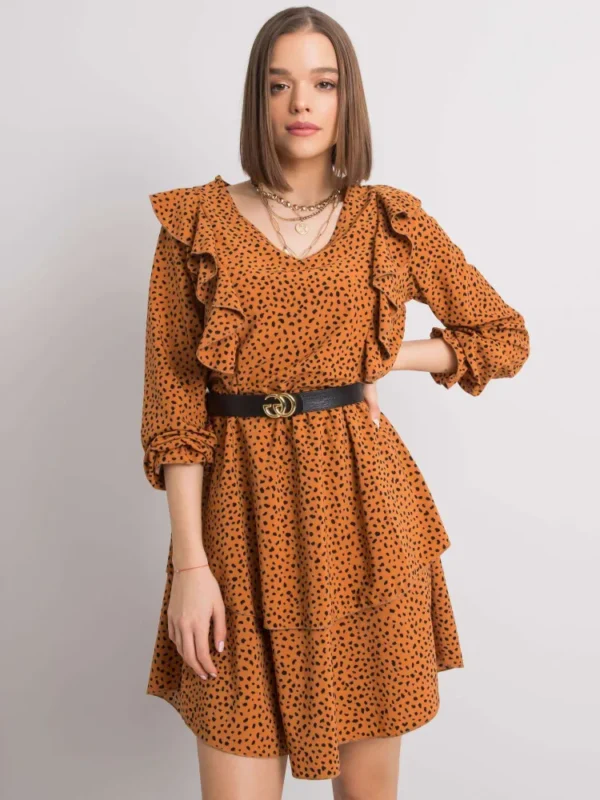 Rochie Riana Brown, scurta cu im...