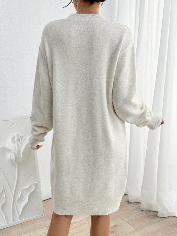 Rochie Romilda Bej, din tricot c... - imagine 3