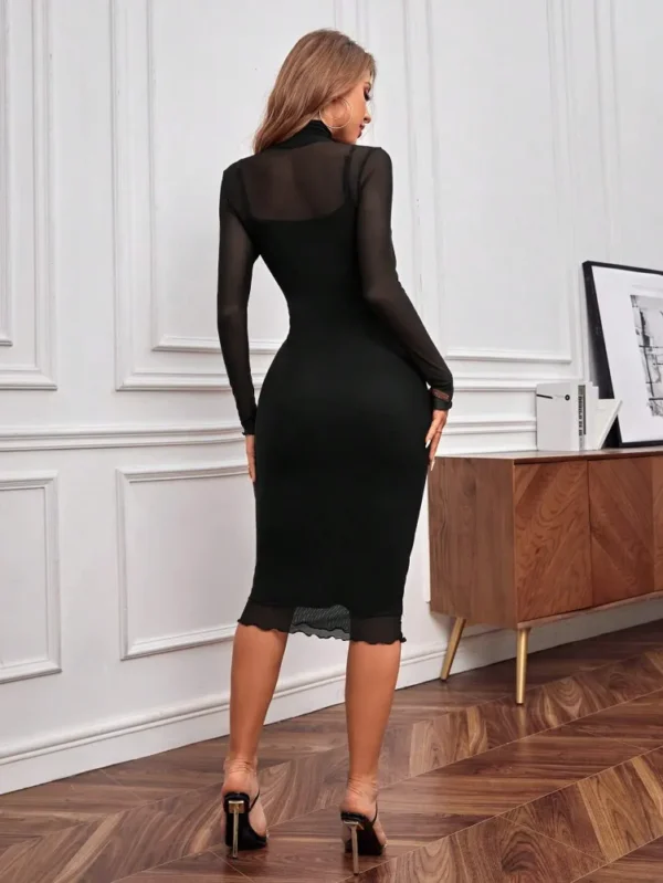 Rochie Saima Black, midi elegant... - imagine 5