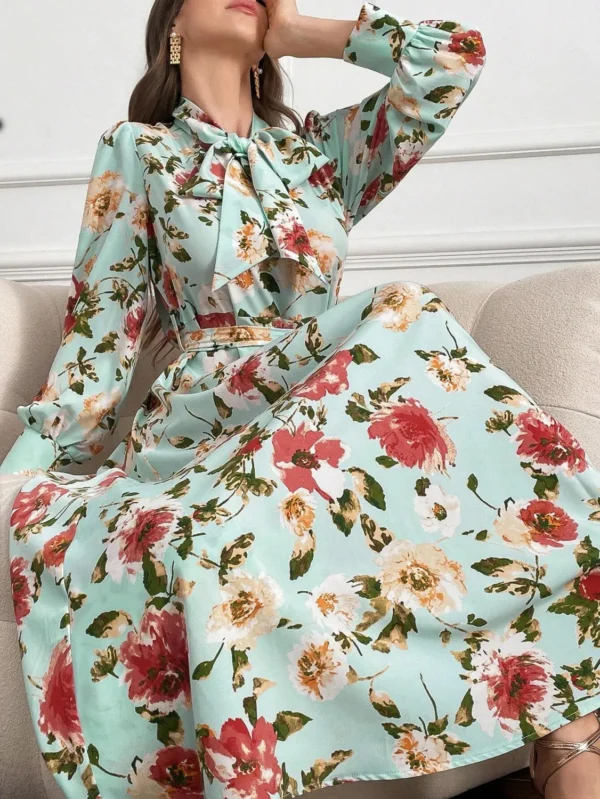Rochie Serafina Green, cu imprim... - imagine 2