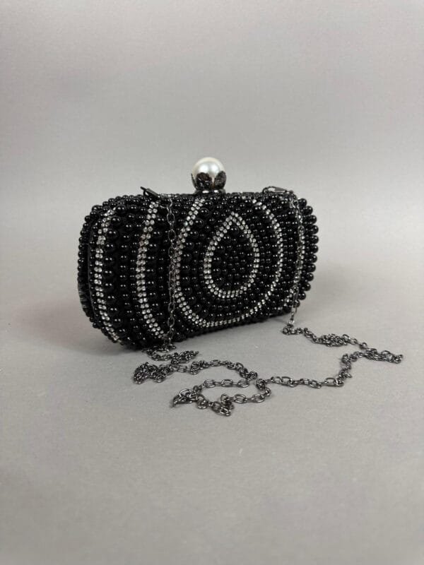 Clutch Perle Negru Strasuri