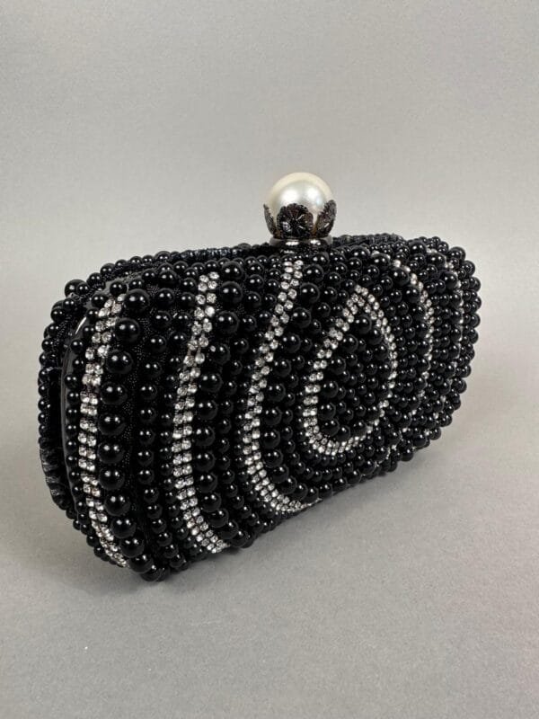 Clutch Perle Negru Strasuri - imagine 2