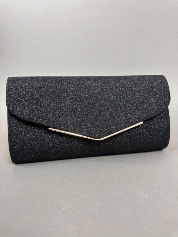 Clutch Negru Insertii Metal Aurii - imagine 3
