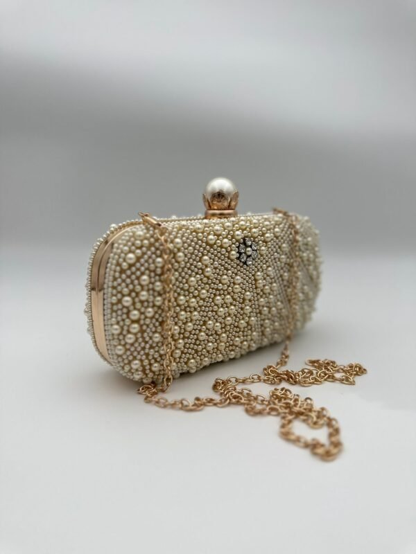 Clutch Zara Cu Perle Gold - imagine 3