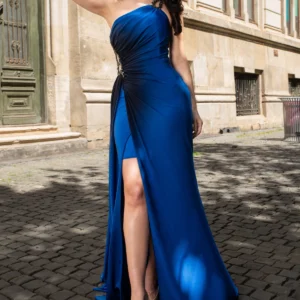 Rochie de seara din lycra Gisella albastra in degrade