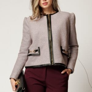 Jacheta DY Fashion eleganta din tweed lila