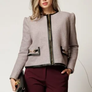Jacheta DY Fashion eleganta din tweed lila